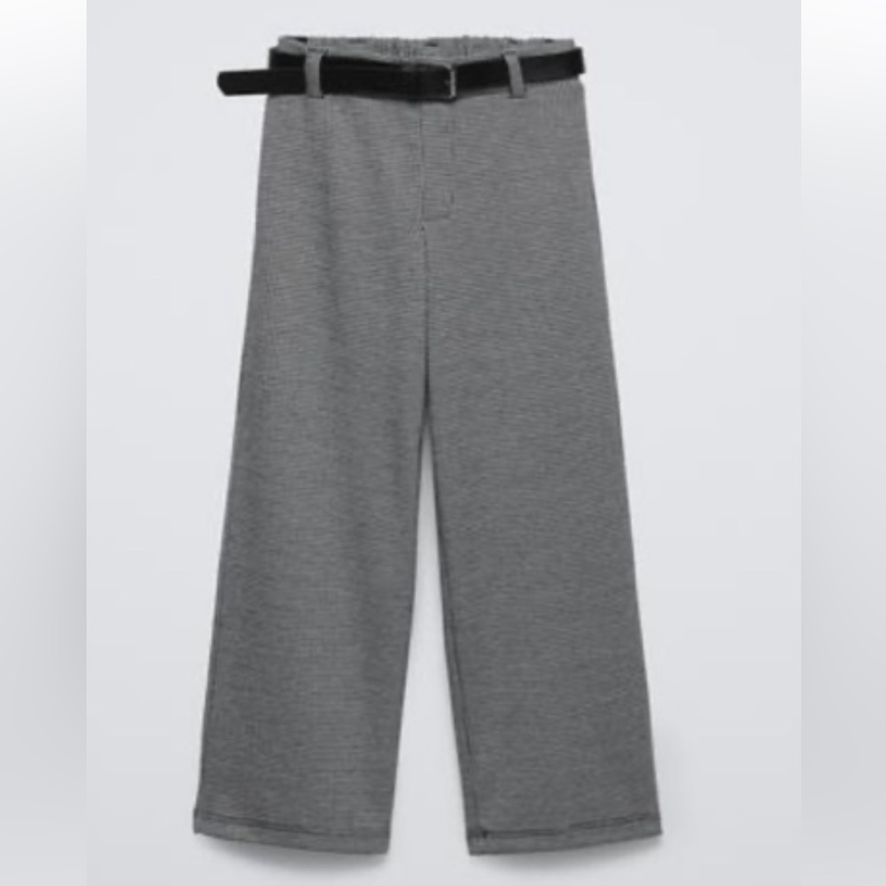 NWT Zara Girls Belted Plaid Jacquard Pants Sz 11-12